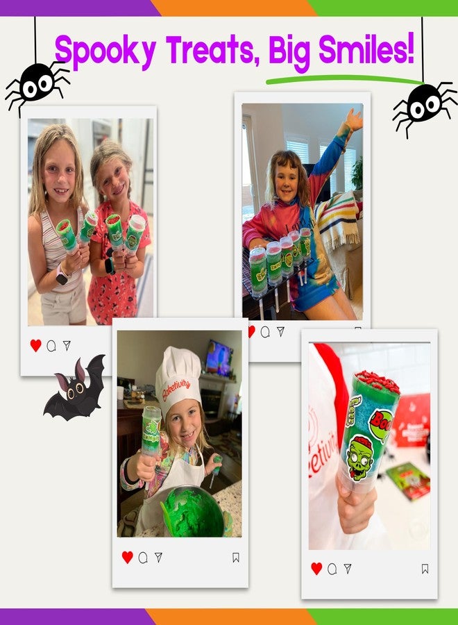 Baketivity Zombie Push-Up Pops Baking Kit for Kids Halloween Baking Kit with Pre-Measured Ingredients Zombie Decorations & Step-by-Step Guide DIY Cake & Pudding Push-Up Pops Kit Fun Family Activity Party Gift - Image 5